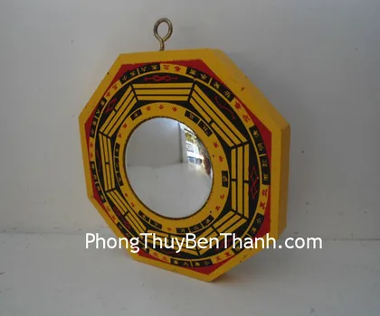 Bát quái gỗ sơn vàng lồi nhỏ- 5in K1212