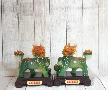 Song đế kỳ lân ngọc xanh đa sắc chân gác kim nguyên bảo và hồ lô - Bách Tài Tề Lâm/ Bách Phước Tề Lâm LN160